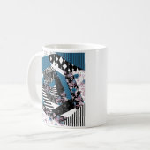 Blaues Patchwork, beliebt, Patchwork, Folk, rustik Kaffeetasse (Vorderseite Links)