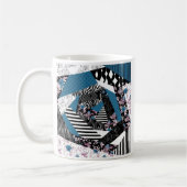 Blaues Patchwork, beliebt, Patchwork, Folk, rustik Kaffeetasse (Links)