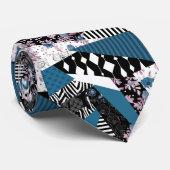 Blaues Patchwork, beliebt, Patchwork, Folk, rustik Krawatte (Gerollt)