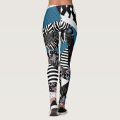 Blaues Patchwork, beliebt, Patchwork, Folk, rustik Leggings (Rückseite)