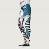 Blaues Patchwork, beliebt, Patchwork, Folk, rustik Leggings (Links)