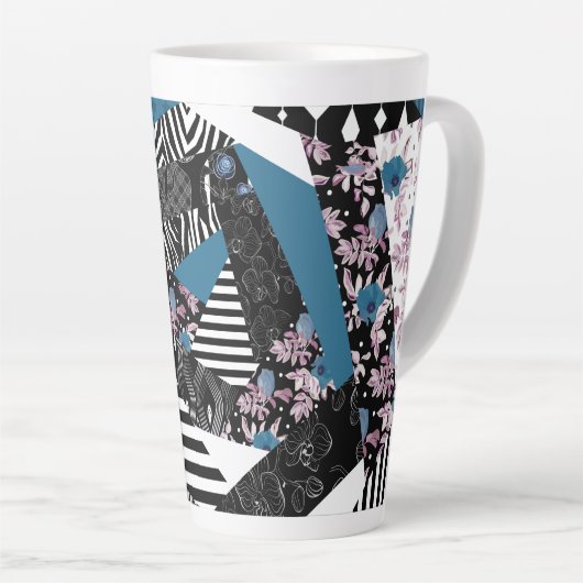 Blaues Patchwork, beliebt, Patchwork, Folk, rustik Milchtasse (Rechte Ecke)