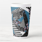 Blaues Patchwork, beliebt, Patchwork, Folk, rustik Milchtasse (Vorderseite)