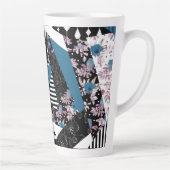 Blaues Patchwork, beliebt, Patchwork, Folk, rustik Milchtasse (Rechts)