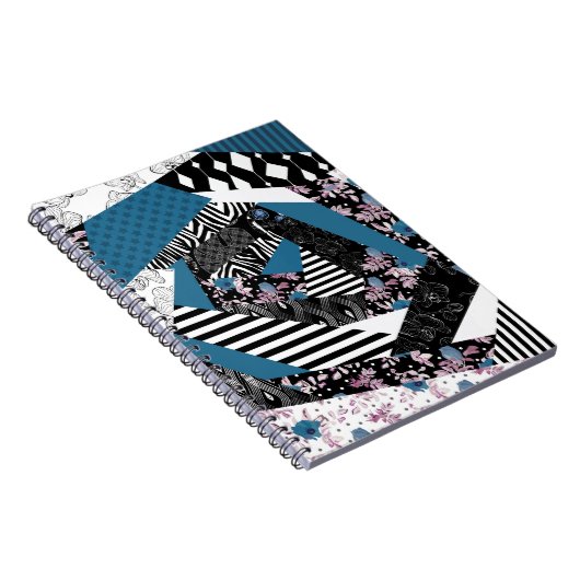 Blaues Patchwork, beliebt, Patchwork, Folk, rustik Notizblock (Rechte Seite)