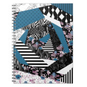 Blaues Patchwork, beliebt, Patchwork, Folk, rustik Notizblock (Vorderseite)