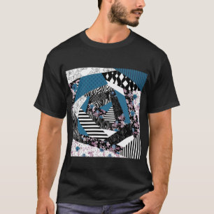 Blaues Patchwork, beliebt, Patchwork, Folk, rustik T-Shirt