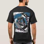 Blaues Patchwork, beliebt, Patchwork, Folk, rustik T-Shirt (Rückseite)