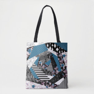 Blaues Patchwork, beliebt, Patchwork, Folk, rustik Tasche
