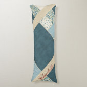 Blaues Patchwork Body Pillow Seitenschläferkissen (Vorderseite Vertikal)