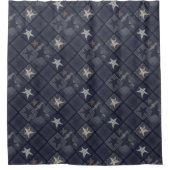 Blaues Patchwork Duschvorhang (Vorderseite)