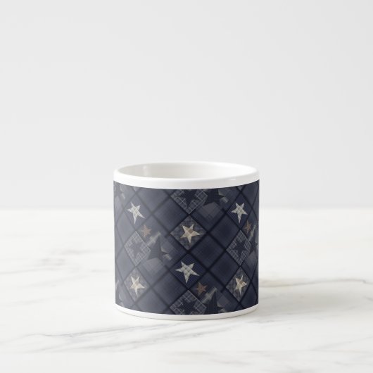 Blaues Patchwork Espressotasse (Vorderseite)