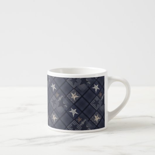 Blaues Patchwork Espressotasse (Rechts)