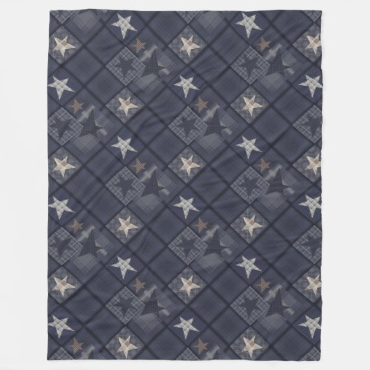 Blaues Patchwork Fleecedecke (Vorderseite)