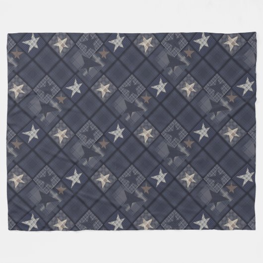Blaues Patchwork Fleecedecke (Vorderseite (Horizontal))