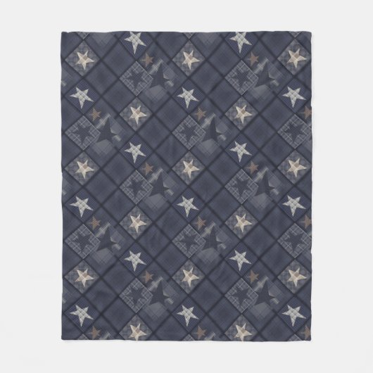 Blaues Patchwork Fleecedecke (Vorderseite)