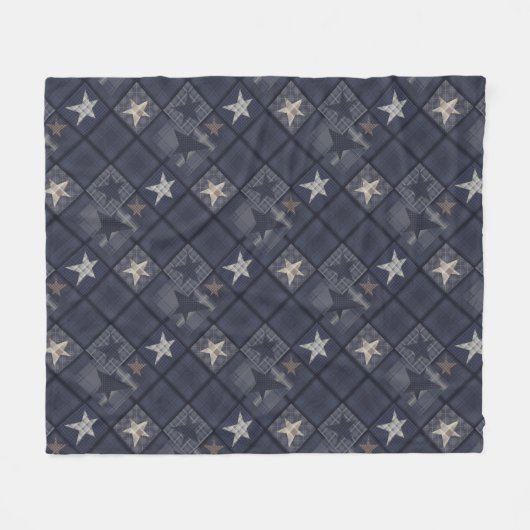 Blaues Patchwork Fleecedecke (Vorderseite (Horizontal))