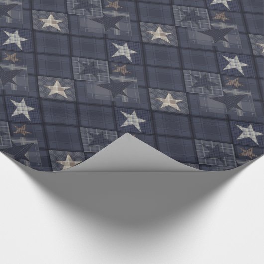 Blaues Patchwork Geschenkpapier (Ecke)