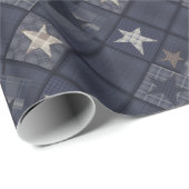 Blaues Patchwork Geschenkpapier (Rolleneckpunkt)