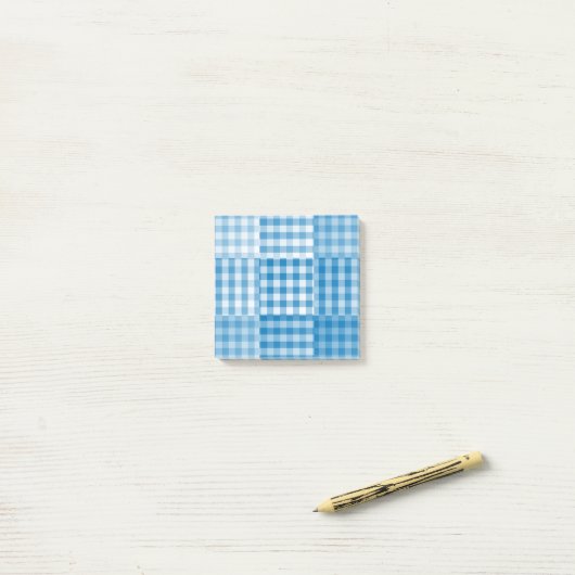 Blaues Patchwork-Muster Post-it Klebezettel (Auf Schreibtisch)