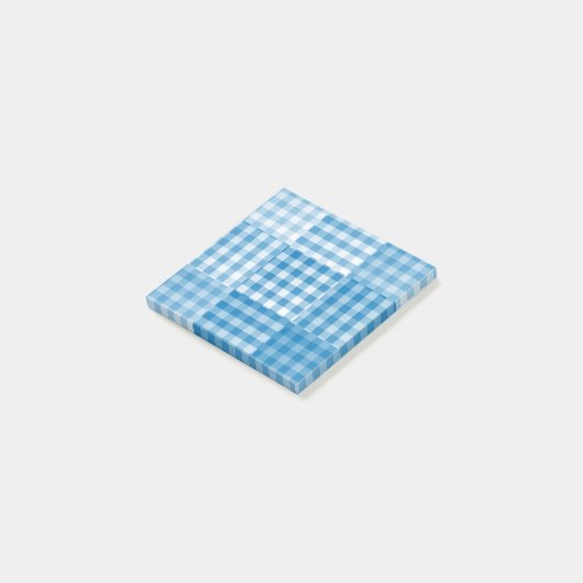 Blaues Patchwork-Muster Post-it Klebezettel (angewinkelt)