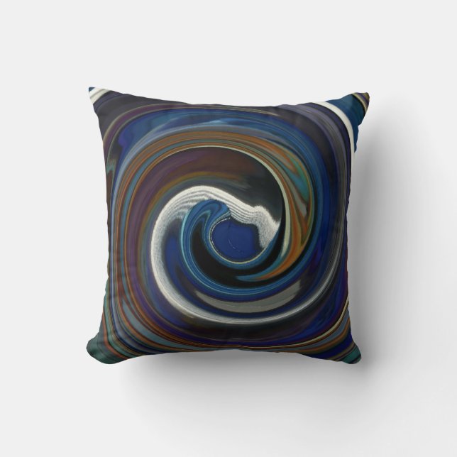 Blaues Patchwork Swirl Kissen (Vorderseite)