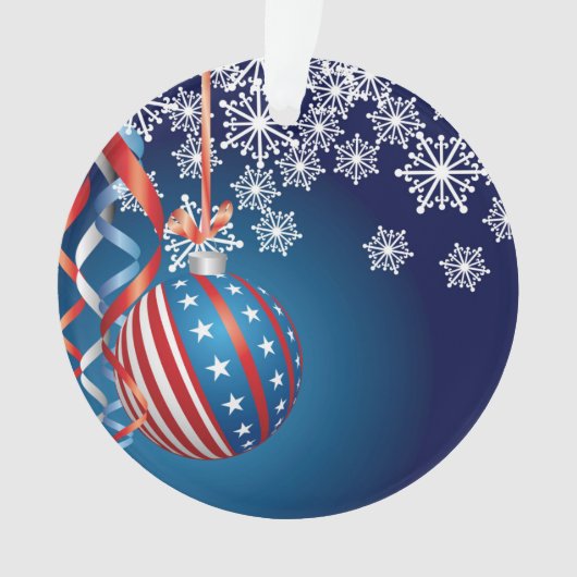 Blaues patriotisches Weihnachten Ornament (Vorderseite)