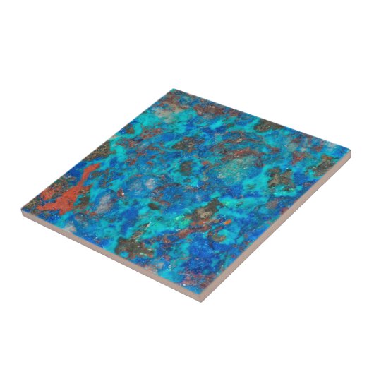 Blaues patteriertes Shattuckit Fliese (Seite)