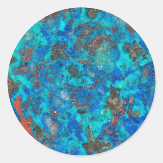 Blaues patteriertes Shattuckite Runder Aufkleber (Vorderseite)