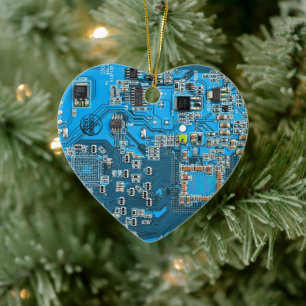 Blaues PCB-Schaltungsdesign für IT-Experten Keramik Ornament