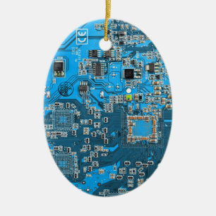Blaues PCB-Schaltungsdesign für IT-Experten Keramik Ornament