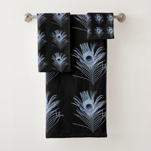 BLAUES PEACOCK FEATHERS BADEZIMMER TOWEL SET (Insitu)