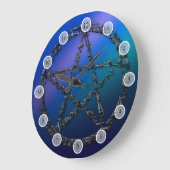 Blaues Pentagramm Große Wanduhr (Winkel)