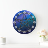 Blaues Pentagramm Große Wanduhr (Zuhause)