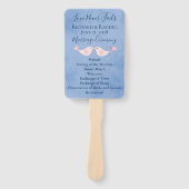 Blaues Pergament Rosa Liebesvögel Fächer (Vorderseite)