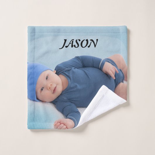 Blaues personalisiertes Baby-Kind-Foto Waschlappen (Waschlappen)