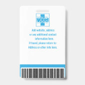 blaues Personalisiertes Krankenhaus oder Klinikper Ausweis (Back)