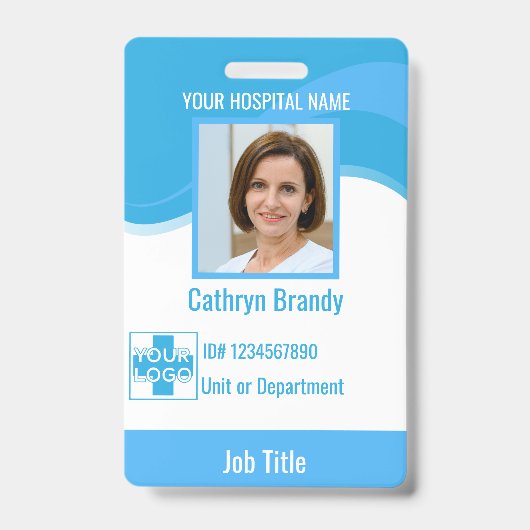 blaues Personalisiertes Krankenhaus oder Klinikper Ausweis (Front)
