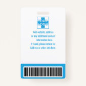 blaues Personalisiertes Krankenhaus oder Klinikper Ausweis (Rückseite)