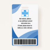 blaues Personalisiertes Krankenhaus oder Klinikper Ausweis (Rückseite)