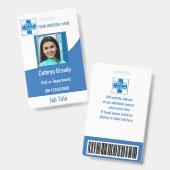 blaues Personalisiertes Krankenhaus oder Klinikper Ausweis (Vorder- & Rückseite)
