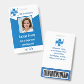 blaues Personalisiertes Krankenhaus oder Klinikper Ausweis (Vorder- & Rückseite)
