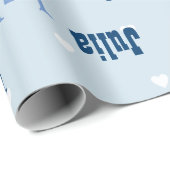 Blaues personalisiertes Namensmuster Geschenkpapier (Rolleneckpunkt)