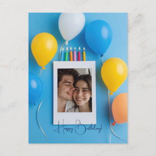 Blaues personalisiertes Poloraid zum Geburtstag Postkarte