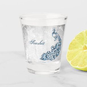 Blaues Pfau-Personalisiertes Schiebeglas Schnapsglas