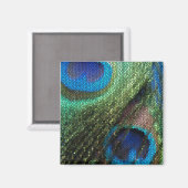 Blaues Pfauengestanztes Glas Magnet (Vorderseite/Rückseite)