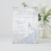 Blaues Pfauenleder Brautparty laden Einladung (Stehend Vorderseite)