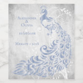 Blaues Pfauenleder Weinkeller Hochzeitssaal Weinetikett (Einzelnes Label)