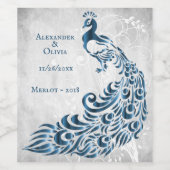 Blaues Pfauenleder Weinkeller Weinkeller Hochzeits Weinetikett (Einzelnes Label)