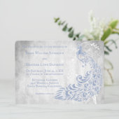 Blaues Pfauenleder Weinlese Einladung zur Hochzeit (Stehend Vorderseite)